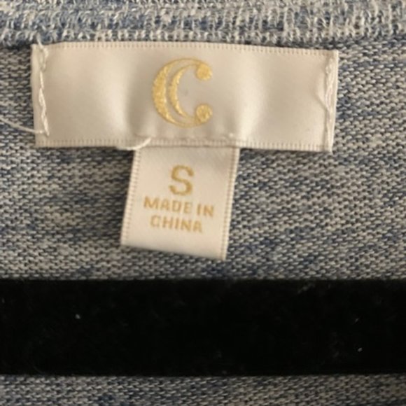 C Apparel Women's Heather Blue and White Round Neck Tunic Sweater Size S - Picture 3 of 5